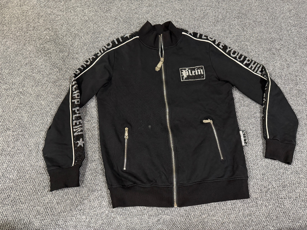 【美品】PHILIPP PLEIN HOMME トラックジャケット スカル Philipp Plein Track Jacket Mens 3XL Black Full Zip Skull Designer