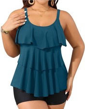 Women  s Size 16W Yonique Plus Size Tankini Swimsuit with Shorts NWT