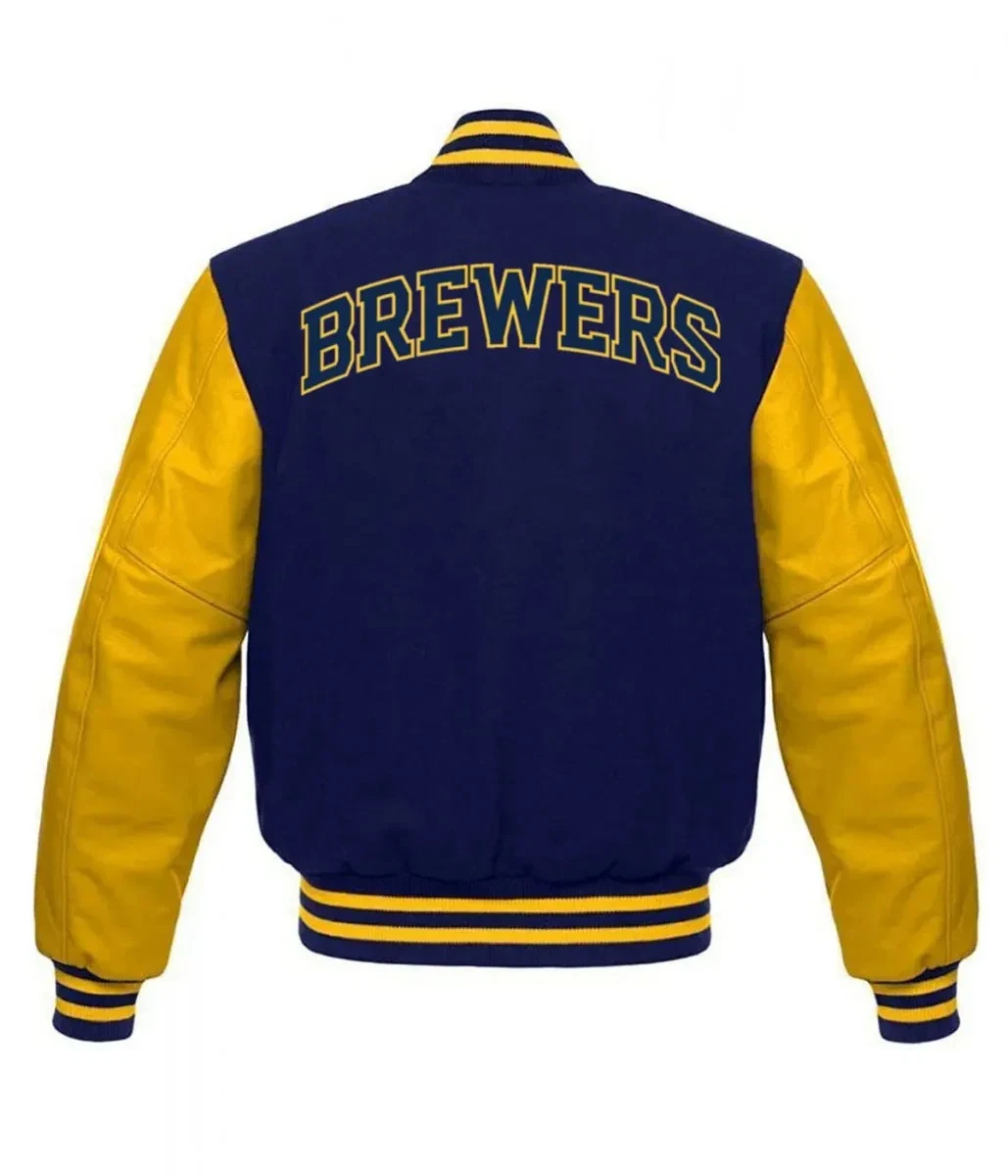 Milwaukee Brewerss Varsity Jacket Blue (Not Satin, Not Wool, Not Leather)