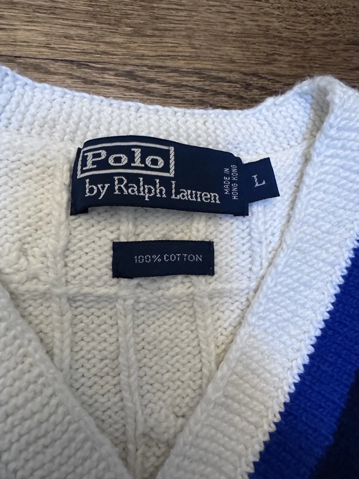 Suéter de cricket vintage Polo Ralph Lauren 100 % algodón grande Foto 4 de 4