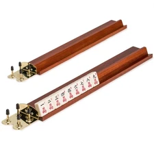 Yellow Mountain Imports Wooden Mahjong Racks, 18 Inches - Set of 4 Mahogany