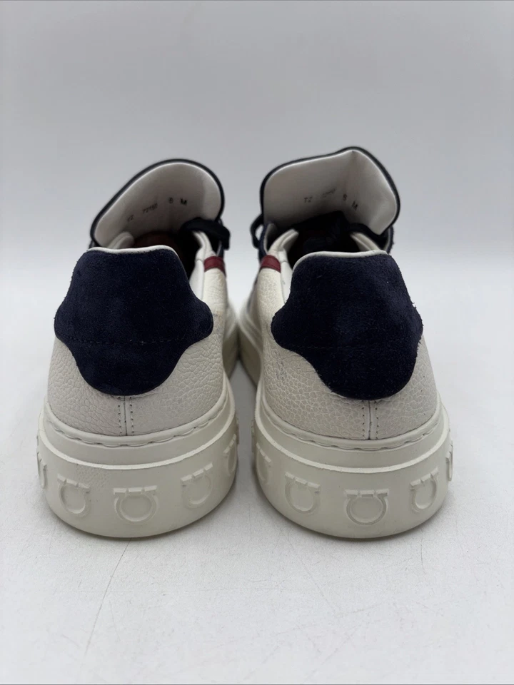 Salvatore Ferragamo Borg 低帮男式运动鞋时尚 Gancio 海军蓝 6 M 码 — 第 4/4 张图片