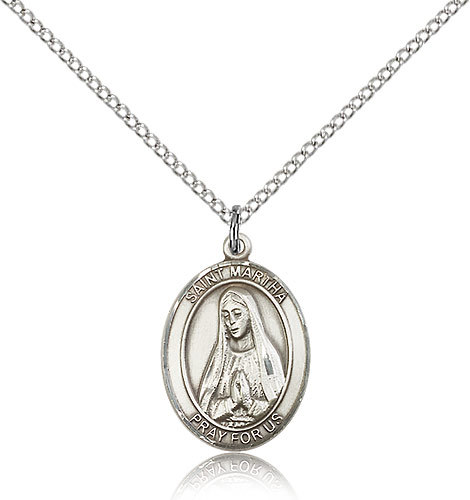 Saint Martha Medal For Women - .925 Sterling Silver Necklace On 18 Chain - 3... - Bild 1 von 1