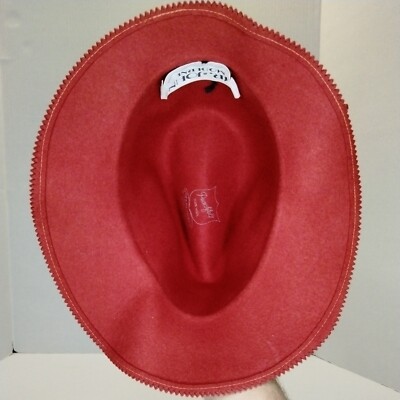 ?2xHP?VTG 1970-80s Red Wool Feathered Wide Brim Hat USA Red 100% Wool 1970s Vintage Hats for Women for sale | eBay main image 4