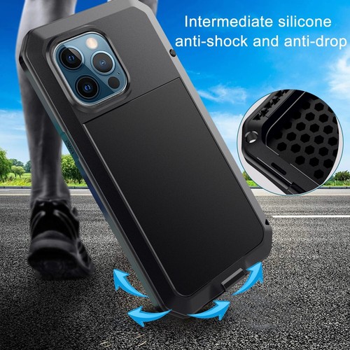 LOVEMEI Metal Gorilla Glass Case Shock/Water/Dustproof f iPhone 15 14 13 Pro Max - Picture 2 of 30