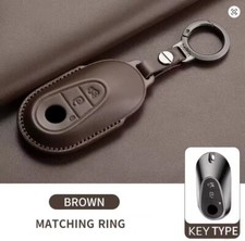 NEW Brown Leather Remote Key Fob Cover Case Mercedes C E S Class GLC EQE EQS