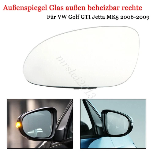 Right Passenger Side Wing Heated Mirror Glass For VW Golf Jetta Passat MK5 B6