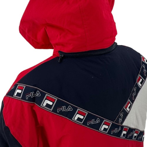 FILA P1 Tech Heavyweight Windbreaker Jacket Logo Hooded Red White Blue XXL $120 - Picture 9 of 12
