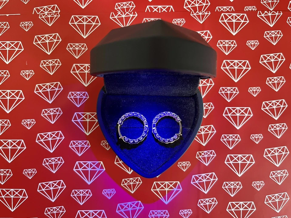 1.3ct Hoop Earrings Yellow Gold Lab-Created VVS1/D/Excellent Diamond Test Pass - Image 4 of 4