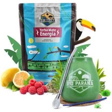 Mate Tee Set Rio Parana Energia Guarana 500g Mate Becher Grün 330 ml + Bombilla