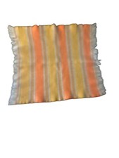 Faribault 100 Wool Lap Throw Blanket Yellow Orange Stripes Fringe 37 x 31