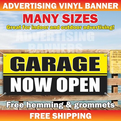 GARAGE NOW OPEN Advertising Banner Vinyl Sign Mechanic Repair Auto Service Car