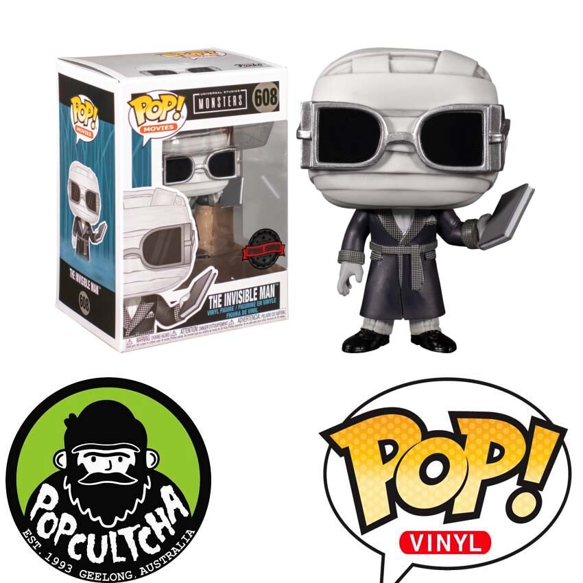 Universal Monsters - The Invisible Man Black &Amp; White Pop! Vinyl Figure &Quot;New&Quot;