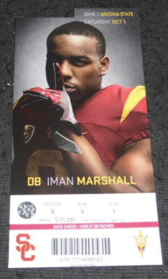 2016 USC FOOTBALL TICKET  VS ARIZONA STATE IMAN MARSHALL ~SAM DARNOLD JUJU GAME