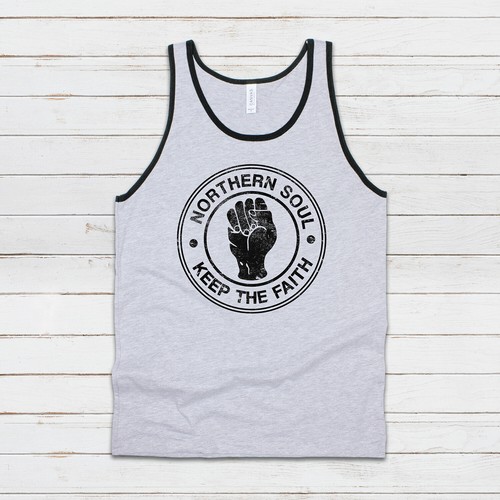 Northern Soul Keep The Faith Fist Logo Tank Top Ringer Gym Cami Vest Womens Mens - Picture 6 of 9