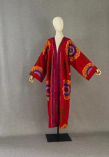 Embroidered chapan/Uzbek suzani coat/Boho jacket/ethnic abaya/Red kimono