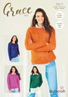 Stylecraft Grace aran jumper knitting pattern 10017