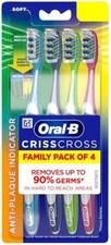 Oral-B Criss Cross - Family pack of 4 toothbrushes Soft Toothbrush Pack of 4 