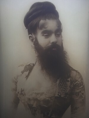 VINTAGE - NEGATIVE -  Bearded Woman - CIRCUS SHOW - HORROR - FREAK #4