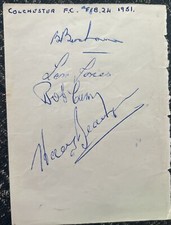 50er Jahre signiert X4 Colchester United FC Football Club Autogramm Buchseite 1951
