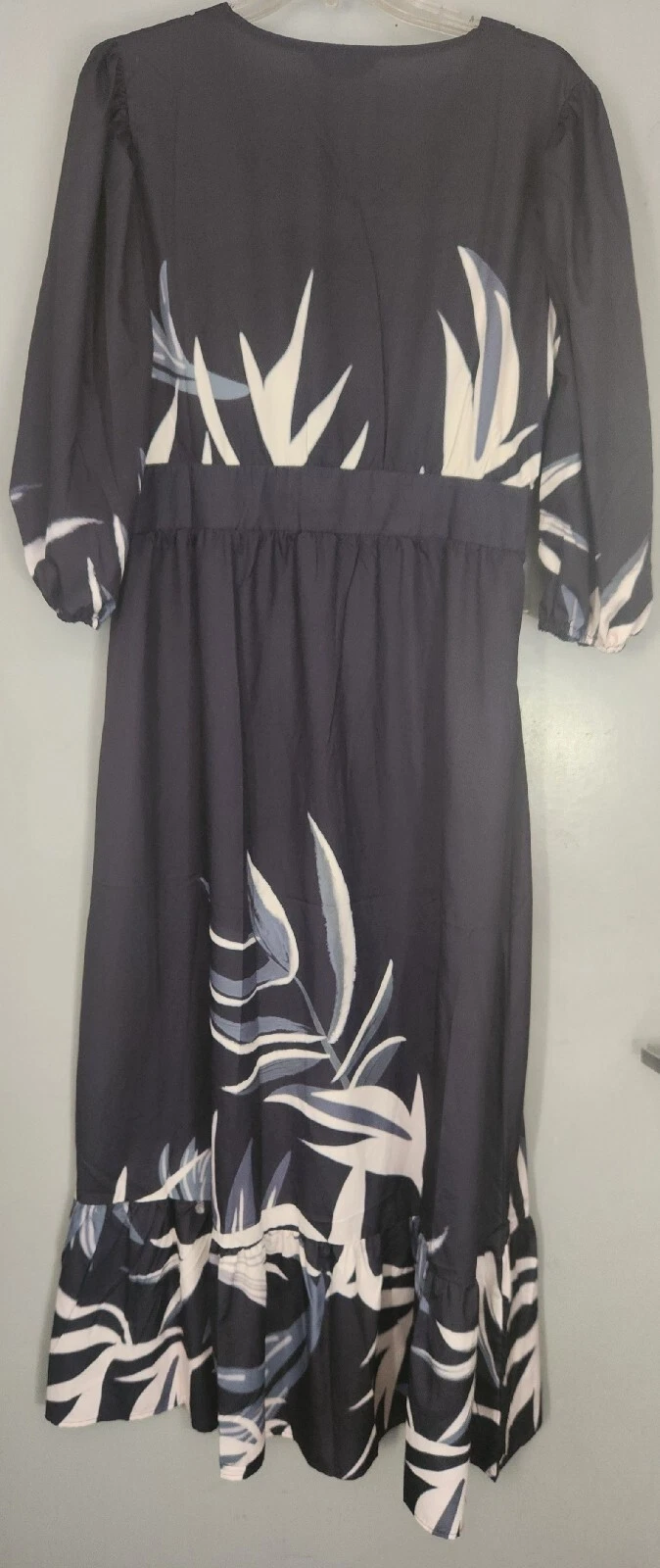 VETEMENTS Chicme abito lungo nero floreale donna vestito lungo grande con bottoni NUOVO