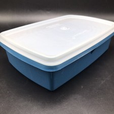 Tupperware Tuppercraft 767 Stow-N-Go Craft Organizer Box Dividers Blue USA Made