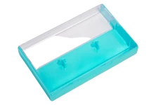 5 Cassette Tape Cases: Clear Front + Turquoise Solid Back - Empty Plastic Boxes