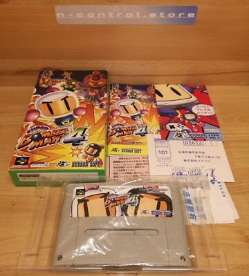 Super Famicom Spiele Game SUPER BOMBERMAN 4 OVP CIB Nintendo Japan SNES Sammlung