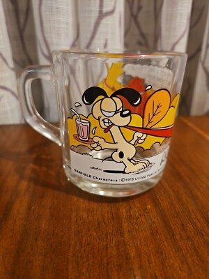Vintage Garfield & Odie Glass Cup  Mug  McDONALD'S Original 1978 Jim Davis NOS