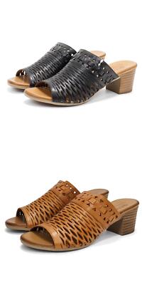 Spring Step Women's Anika Open Toe Heeled Leather Slide Sandals