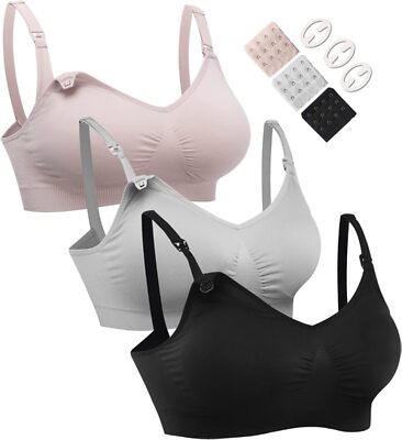 HOFISH 3PACK Full Bust Seamless Nursing Maternity Bras Bralette S-XXL with Extra