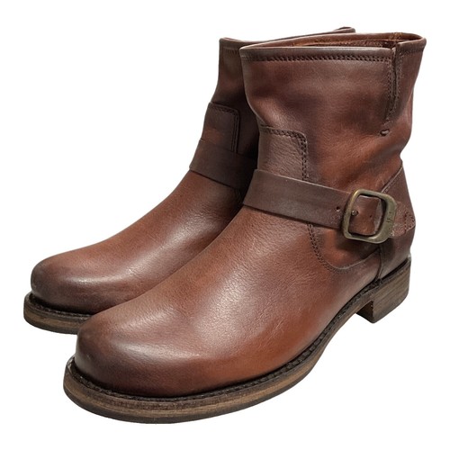 NEW Frye & Co. Nica Stacked Heel Motorcycle Boots, Cedar  display picture 3