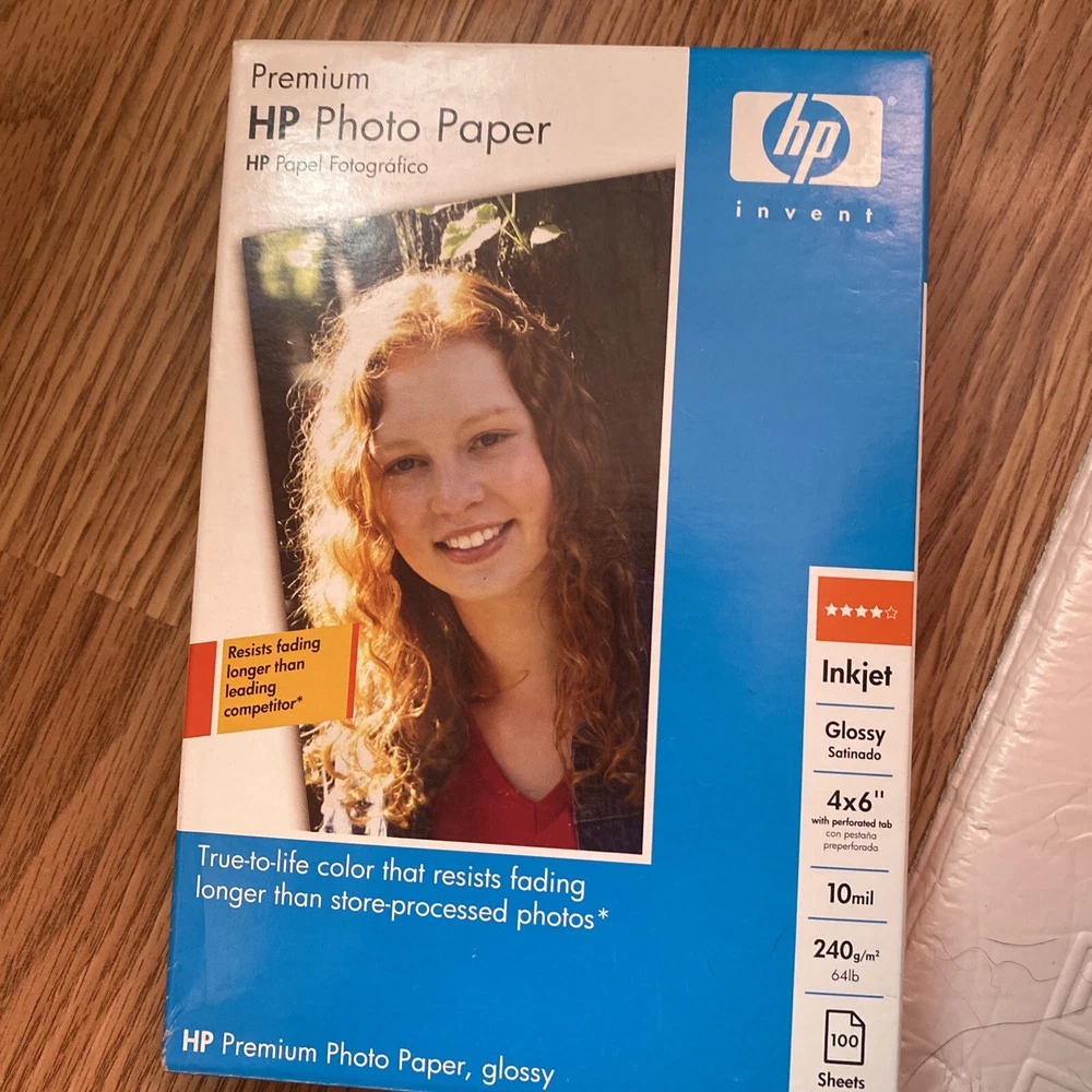 HP Premium Glossy Inkjet Photo Printer Paper 100 Sheets 4 x 6 10mil New