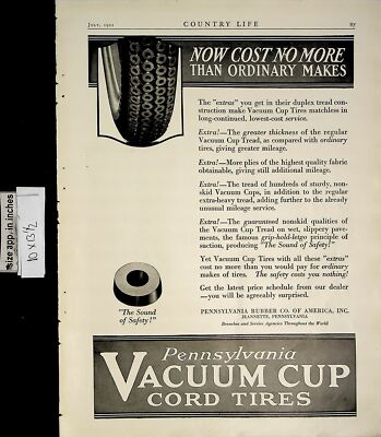 1922 Vacuum Cup Cord Tires Now Cost No More Vintage Print Ad 6406