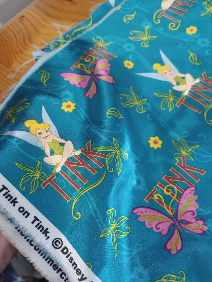 Tink On Tink Tinker Bell Disney Shiny Fabric Pc 1 3/4 YdsX58" Springs Remnant Pc - Image 4 of 4
