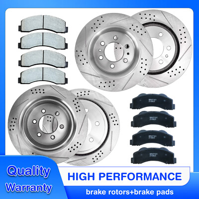 Front+Rear Drill Slot Brake Rotors + Ceramic Pads For 2012 2013 - 2018 Ford F150