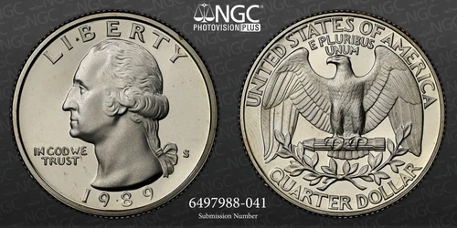 1989 S WASHINGTON QUARTER 25C PF70 ULTRA CAMEO UCAM NGC PHOTO VISION SKU 3154
