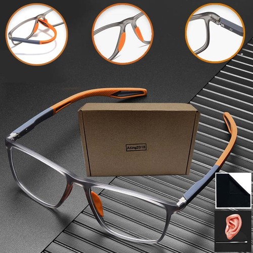 Herren TR90 antiblaue helle quadratische Lesebrille Sport 1,0 1,5 2,0 2,5 3 3,5 4,0K