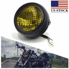 Yellow Retro Motorcycle Headlight Head Lamp For Harley Chopper Bobber Cafe Racer