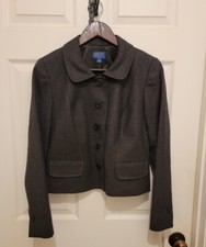 Pendleton Women's Blazer Button Up Jacket Size 12 100 Virgin Wool Dark Gray NEW