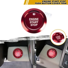 Sporty Gloss Red Aluminum Ignition Start Stop Button Frame For Ford F-150 15-20
