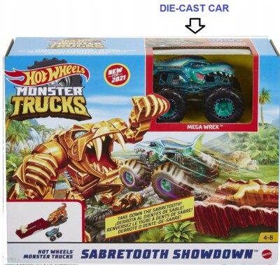 MEGA WREX Sabretooth Tiger Showdown Die-cast Hot Wheels Monster Trucks Spielset