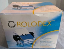 Rolodex Rotary Business Card File Holder with 200 Card Sleeve, Blue- Brand New 