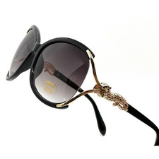 Cat Eye Sunglasses Women's Black Gold Leopard Animal Chic Shades Driving UV400