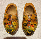 Made in Holland Pair of Painted Mini Wooden Dutch Clogs Souvenir Windmill Design — photo 1