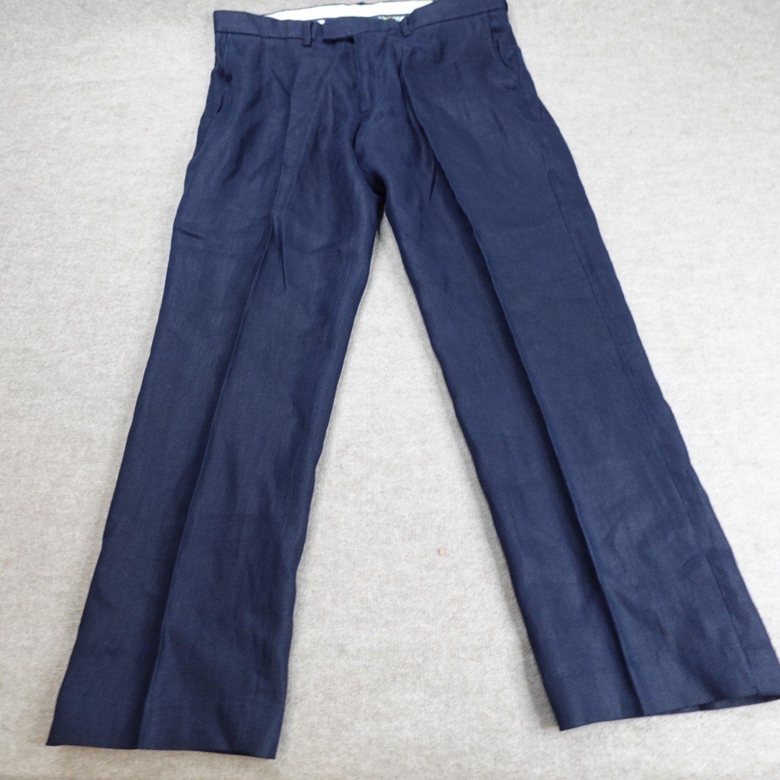 Polo Ralph Lauren Mens Pants 38 x 32 Blue Navy Solid 100% Linen Preston