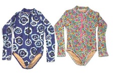 Crew Cuts Spf 50 1 Peice Girls Size 6-7 Long Sleeve Rash Gurad Bathing Suit X2