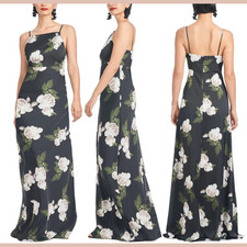 NWT 350 SACHIN BABI 4 High Neck Shyla Gown In Obsideon Blooms Black U1584