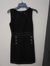 Tommy Hilfiger Womens Dress Size 4 Black Sleeveless Sheath Contrast Stitch