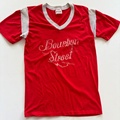 Vintage 1980s Stedman Bourbon Street Red T-Shirt Single Stitch Mens Size M USA